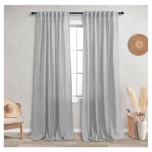 NEW Dove Gray Curtains 2 Panels Set Tab Top Light Filtering Linen Blend 52x84L